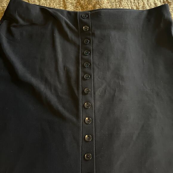 Briggs New York Black maxi skirt slinky knit button front 90s basics goth Lg - Picture 12 of 12